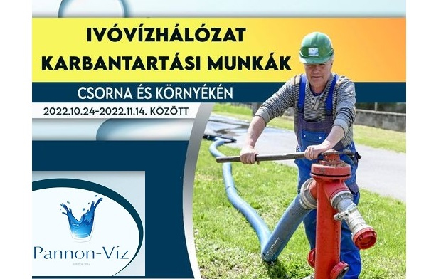 Ivóvízhálózat karbantartási munkák Csornán és környékén