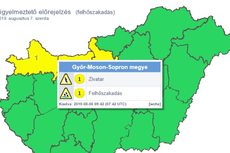 Zivatarra és felhőszakadásra is figyelmeztet mára az OMSZ