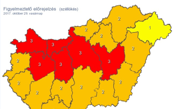 Harmadfokú figyelmeztetést adtak ki vasárnapra viharos szél miatt