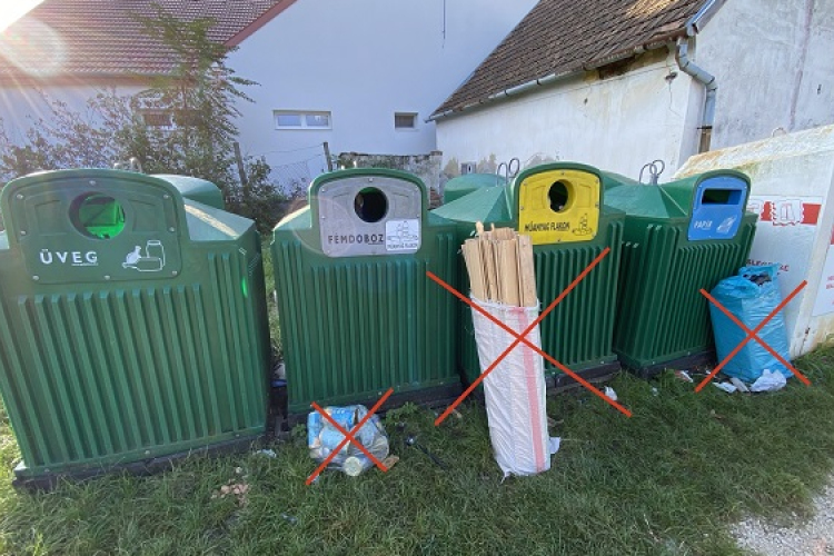 A szelektív hulladékgyűjtő szigeteken csak a kijelölt hulladékot szabad elhelyezni