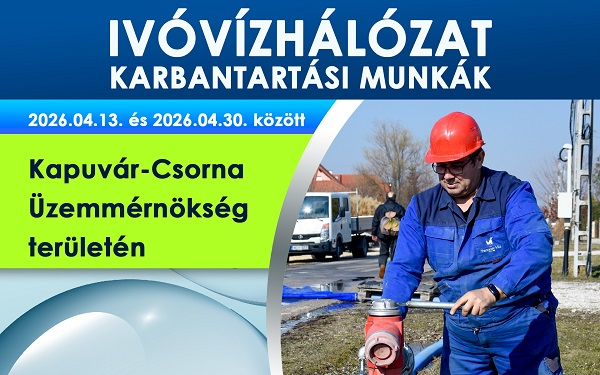 Ivóvízhálózat karbantartás Kapuvár és Csorna térségében