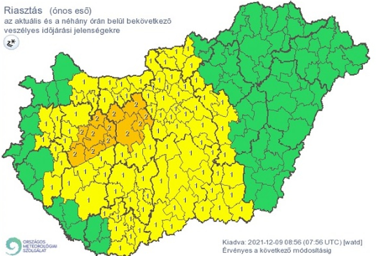 Ónos eső veszélye miatt riasztást adtak ki